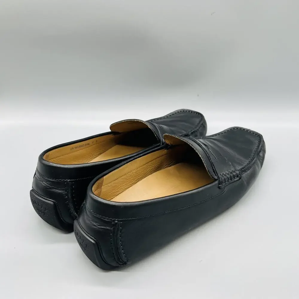 Bally Shoes Mens 9 Black Leather Driving Penny Loafers Slip On Casual Comfort